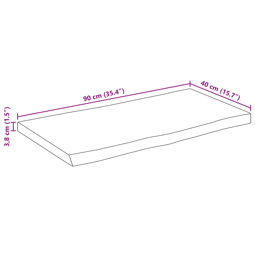 Stolna ploča 90x40x3,8 cm od masivnog drva manga sa živim rubom
