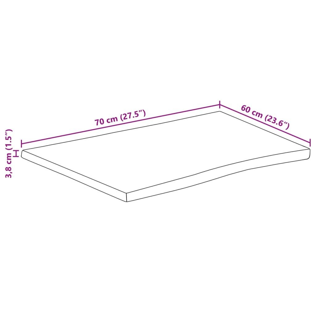 Stolna ploča 70x60x3,8 cm od masivnog drva manga sa živim rubom