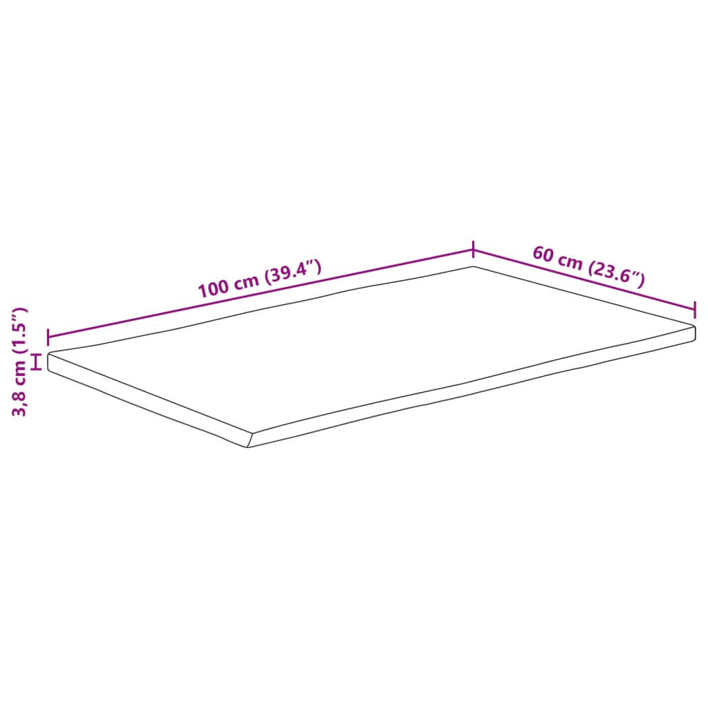 Stolna ploča 100x60x3,8cm od masivnog drva manga sa živim rubom