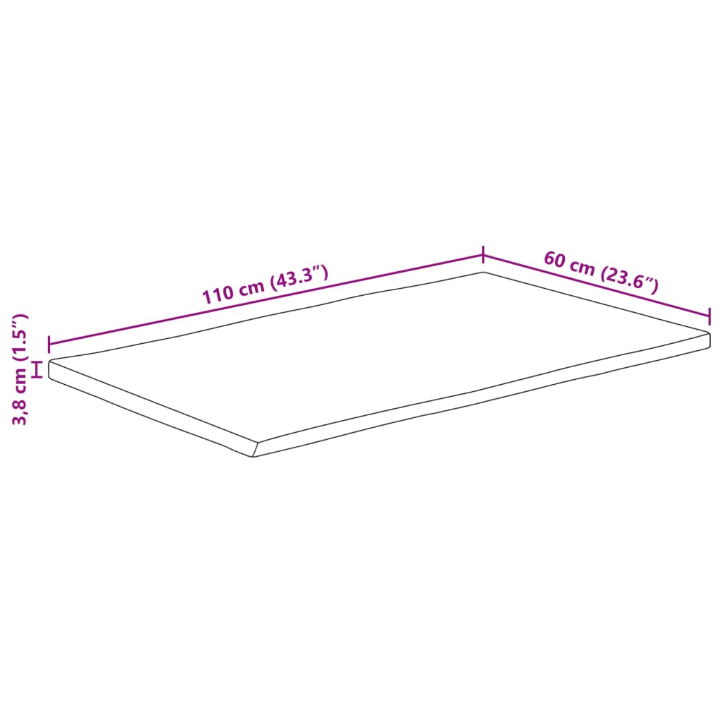 Stolna ploča 110x60x3,8cm od masivnog drva manga sa živim rubom