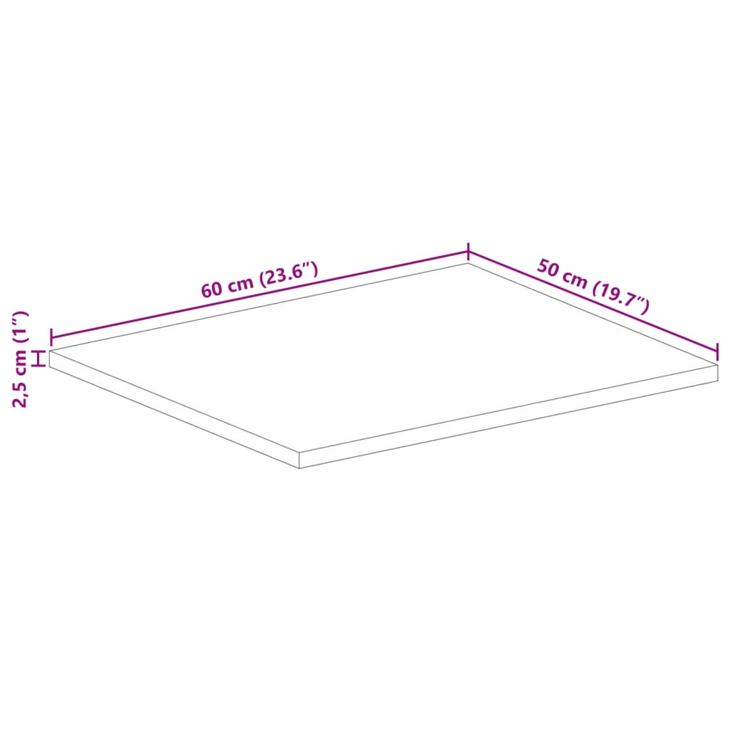 Stolna ploča 60x50x2,5 cm pravokutna od masivnog drva bagrema