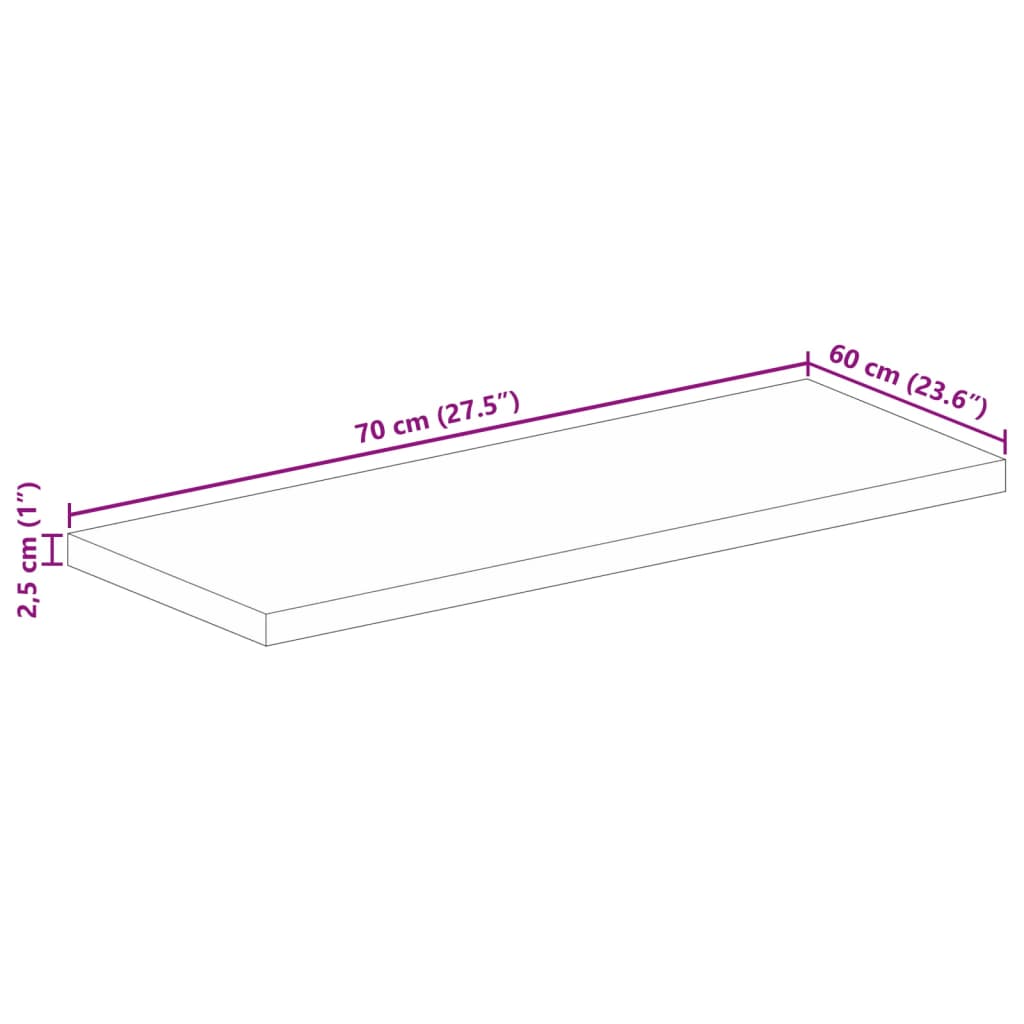 Stolna ploča 70x60x2,5 cm pravokutna od masivnog drva bagrema