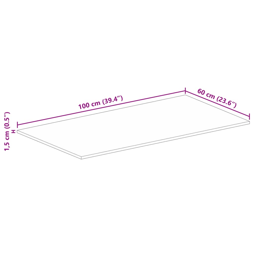 Ploča za stol 100x60x1,5 cm pravokutna masivno obnovljeno drvo