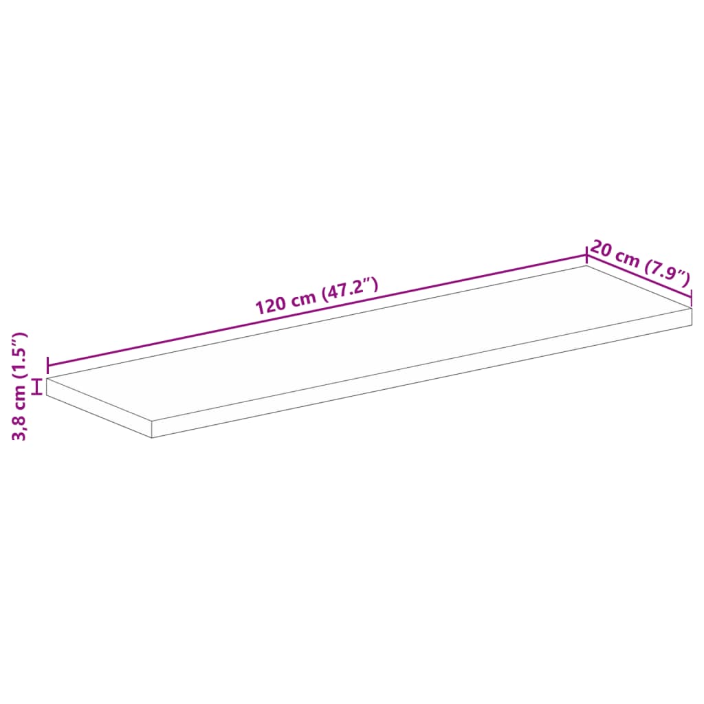 Ploča za stol 120x20x3,8 cm pravokutna masivno obnovljeno drvo