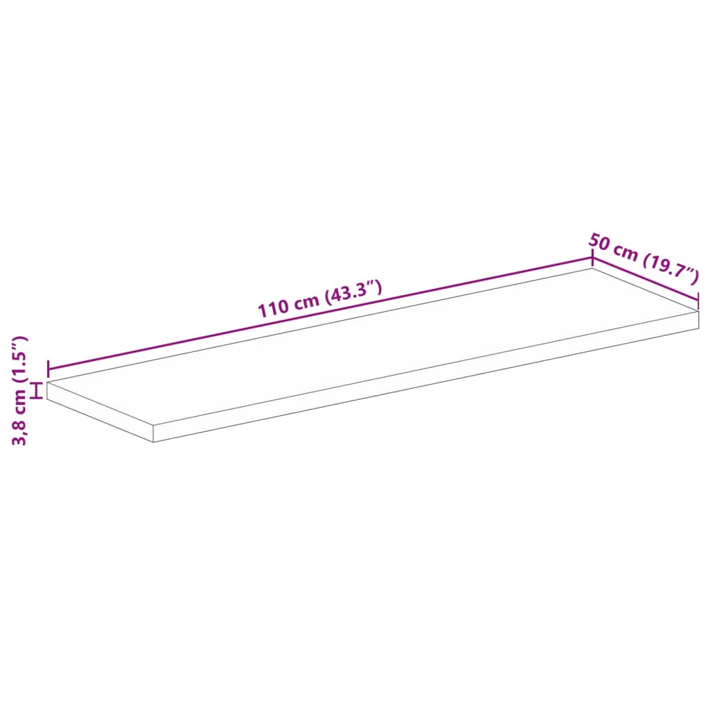 Stolna ploča 110x50x3,8 cm pravokutna masivno obnovljeno drvo