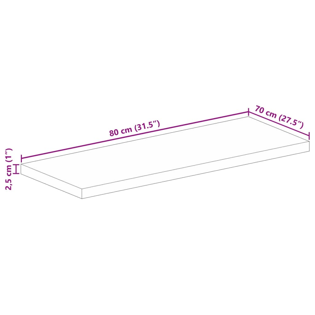 Stolna ploča 80x70x2,5 cm pravokutna masivno obnovljeno drvo