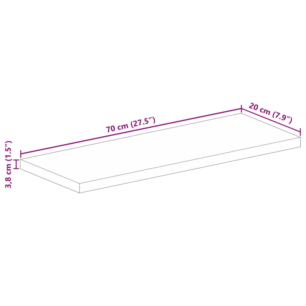 Ploča stola 70x20x3,8 cm Pravokutna Masivna Drvena Obrađena Mango Boja