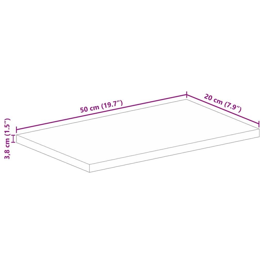 Ploča stola 50x20x3,8 cm Pravokutna Masivno Drvo Mango