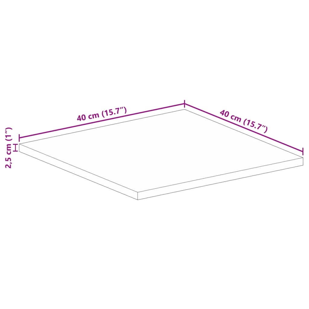 Ploča za stol 40x40x2,5 cm četvrtasta od masivnog drva manga