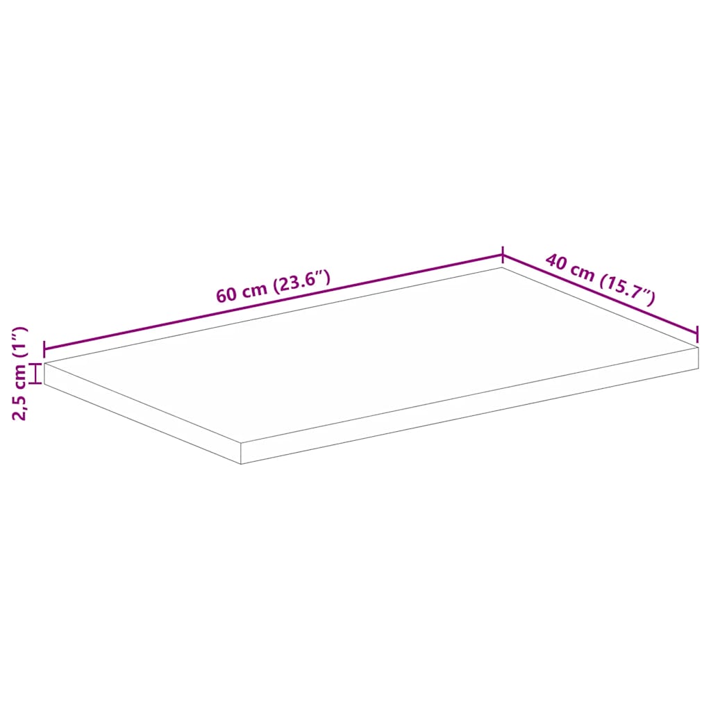 Stolna ploča 60x40x2,5 cm pravokutna od masivnog drva manga