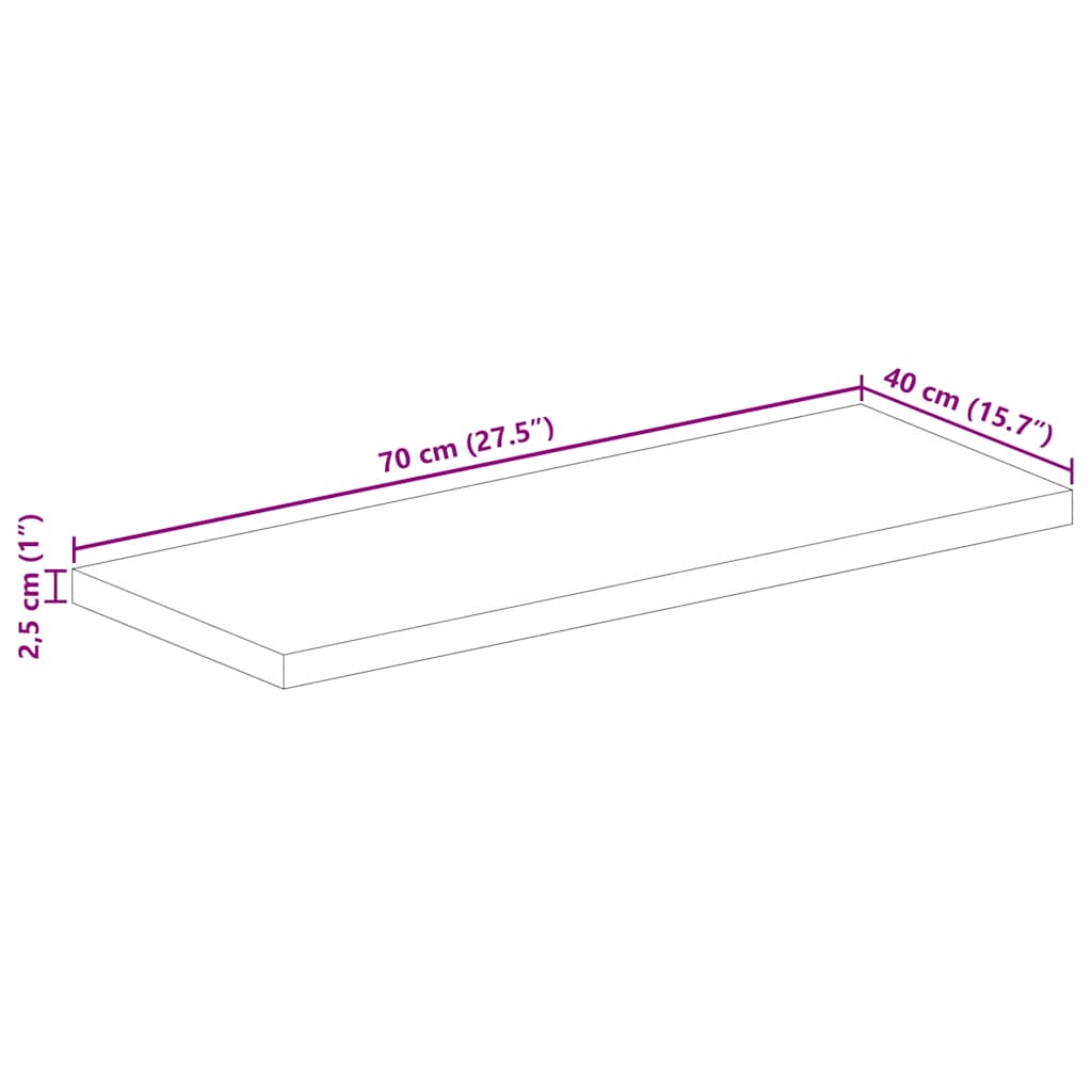 Stolna ploča 70x40x2,5 cm pravokutna od masivnog drva manga