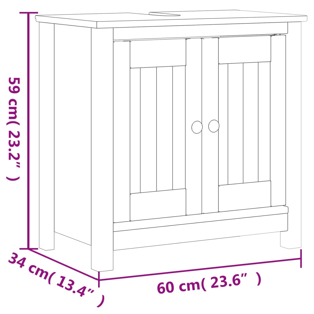 Kupaonski ormarić za umivaonik BERG bijeli 60x34x59 cm borovina