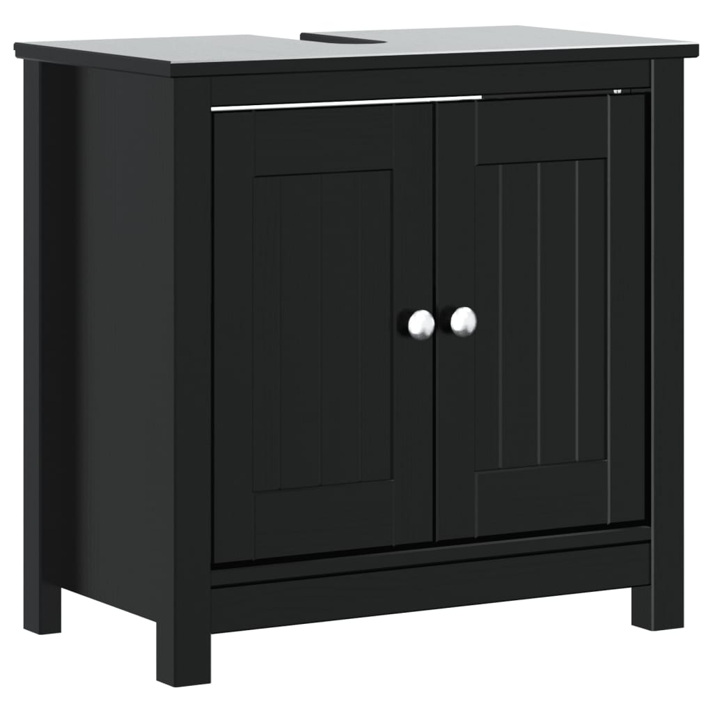Kupaonski ormarić za umivaonik BERG crni 60x34x59 cm borovina