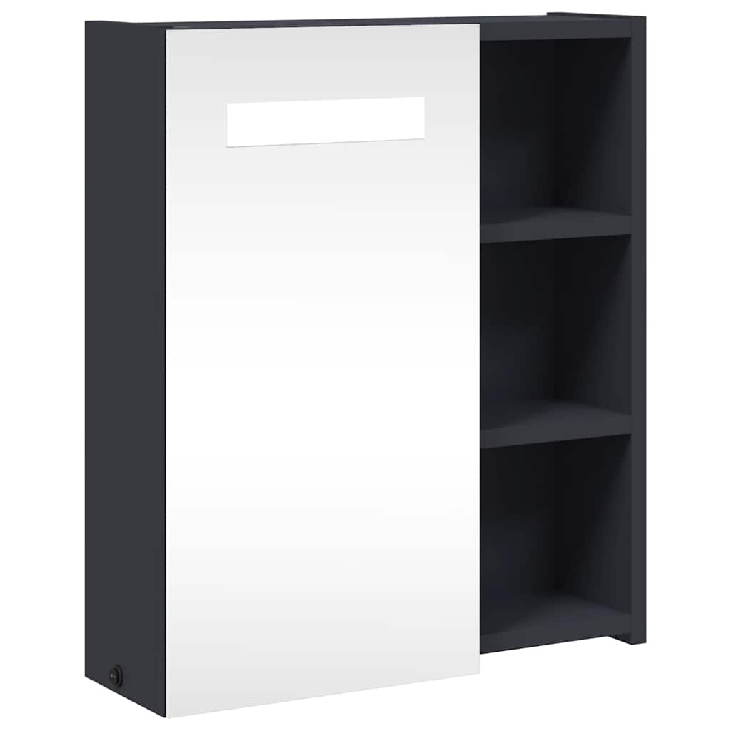Kupaonski ormarić s ogledalom i LED svjetlom sivi 45x13x52 cm