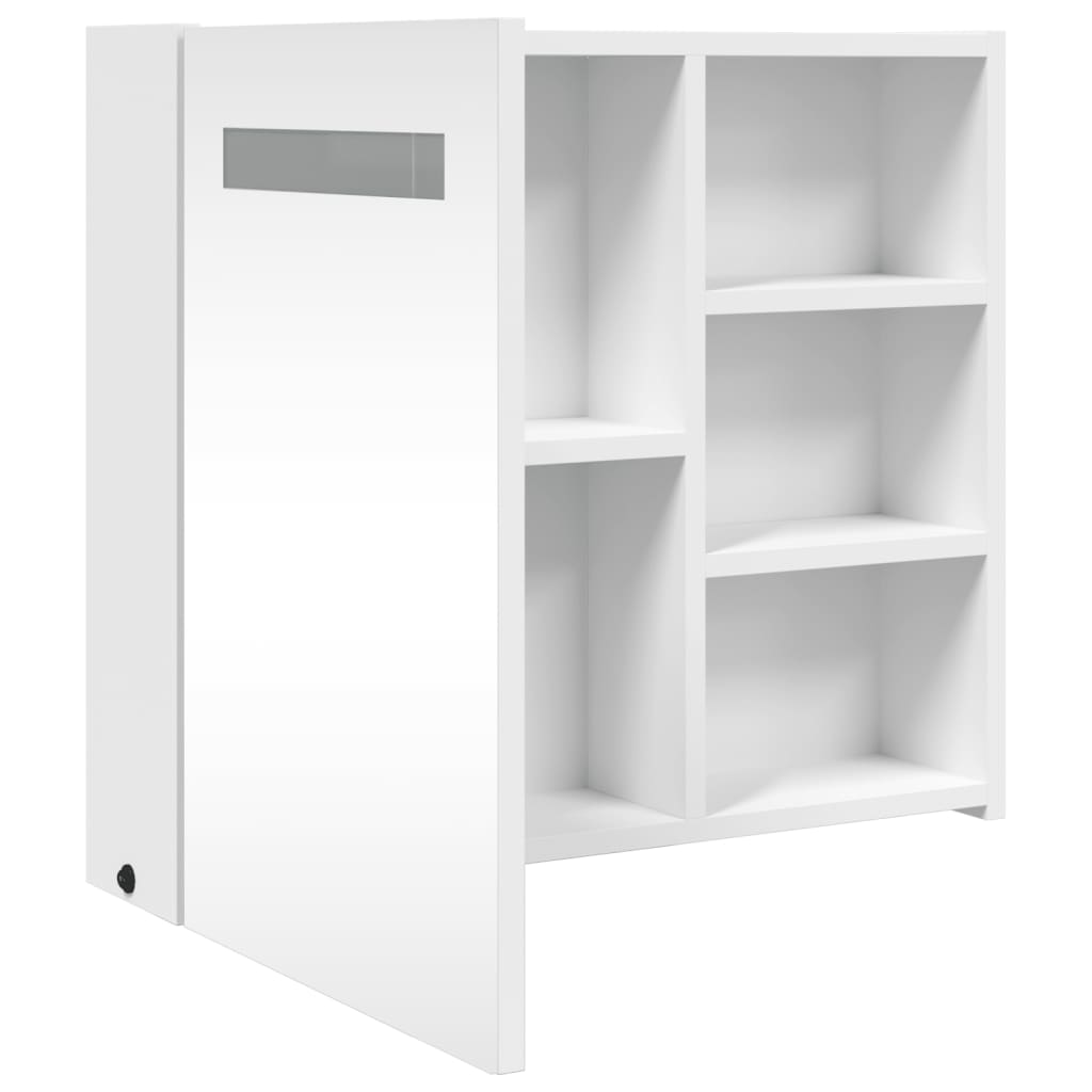 Kupaonski ormarić s ogledalom i LED svjetlom bijeli 60x13x52 cm