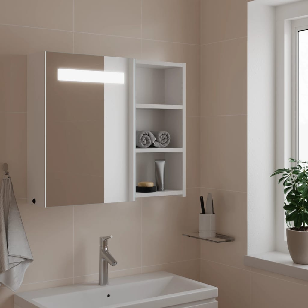 Kupaonski ormarić s ogledalom i LED svjetlom bijeli 60x13x52 cm