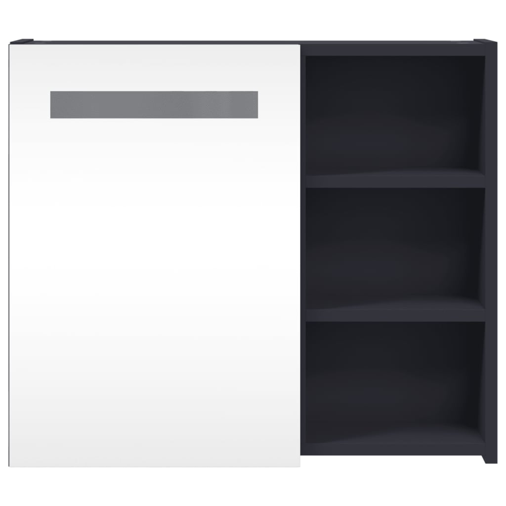 Kupaonski ormarić s ogledalom i LED svjetlom sivi 60x13x52 cm