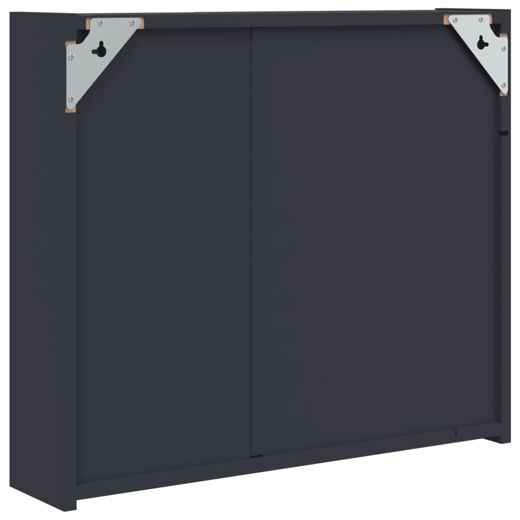 Kupaonski ormarić s ogledalom i LED svjetlom sivi 60x13x52 cm