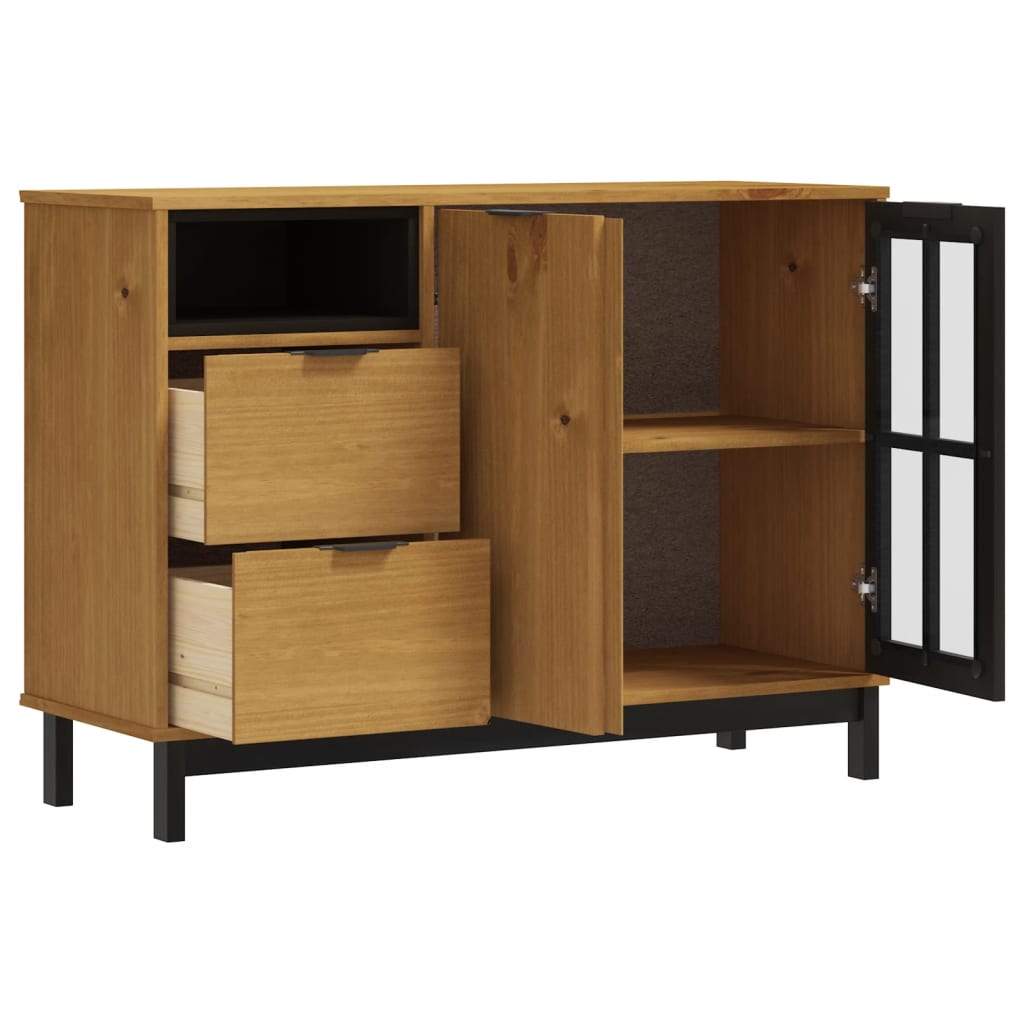 Komoda sa staklenim vratima FLAM 110x40x80 cm masivna borovina