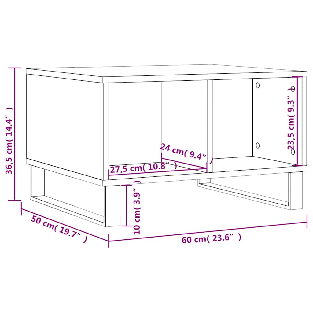 Stolić za kavu bijeli 60 x 50 x 36,5 cm od konstruiranog drva