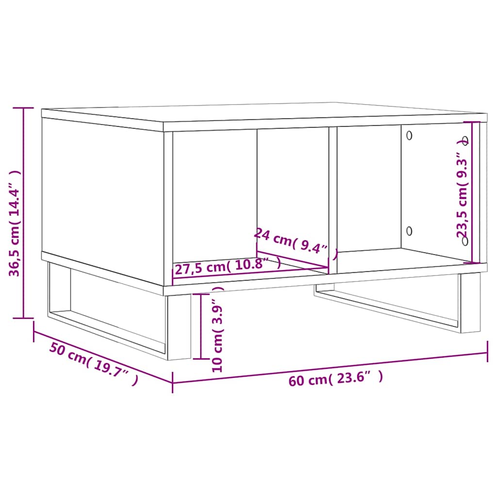 Stolić za kavu sjajni bijeli 60x50x36,5 cm konstruirano drvo