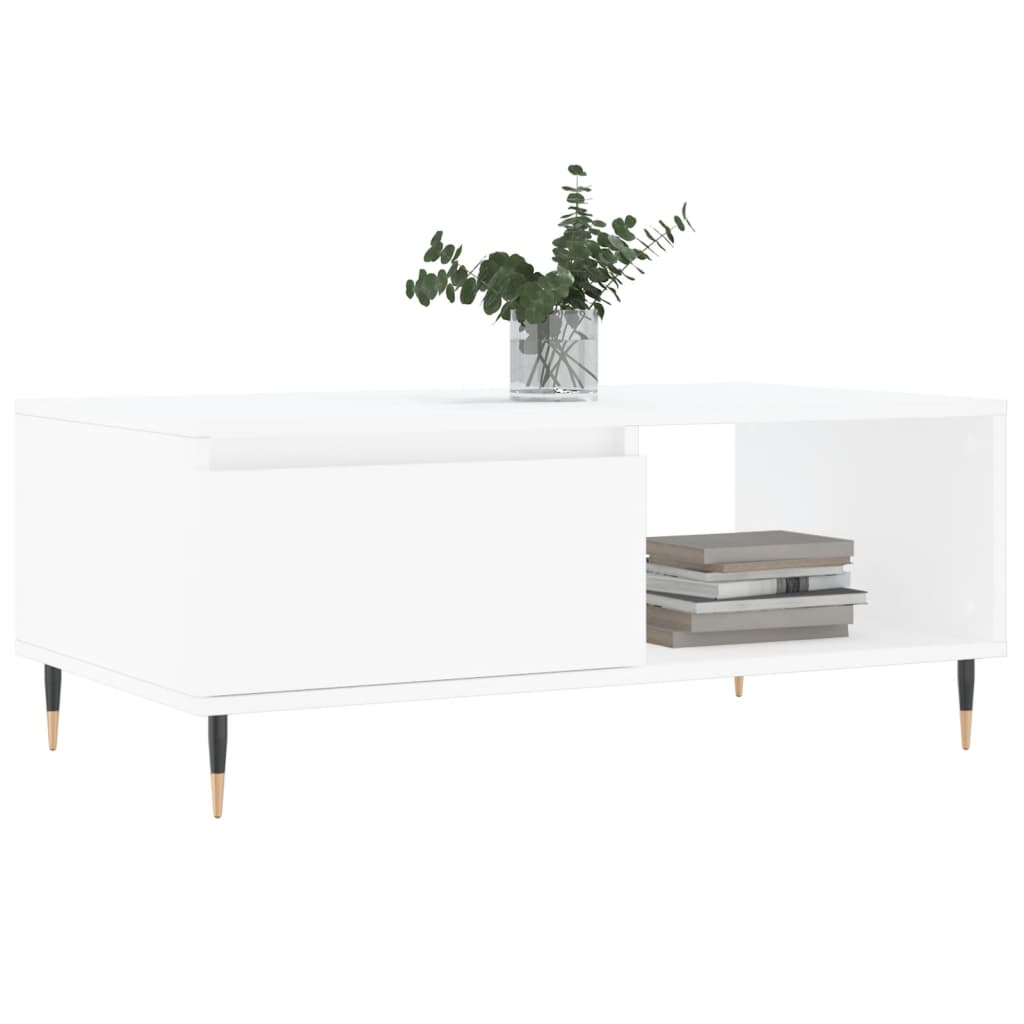Stolić za kavu bijeli 90 x 50 x 36,5 cm od konstruiranog drva