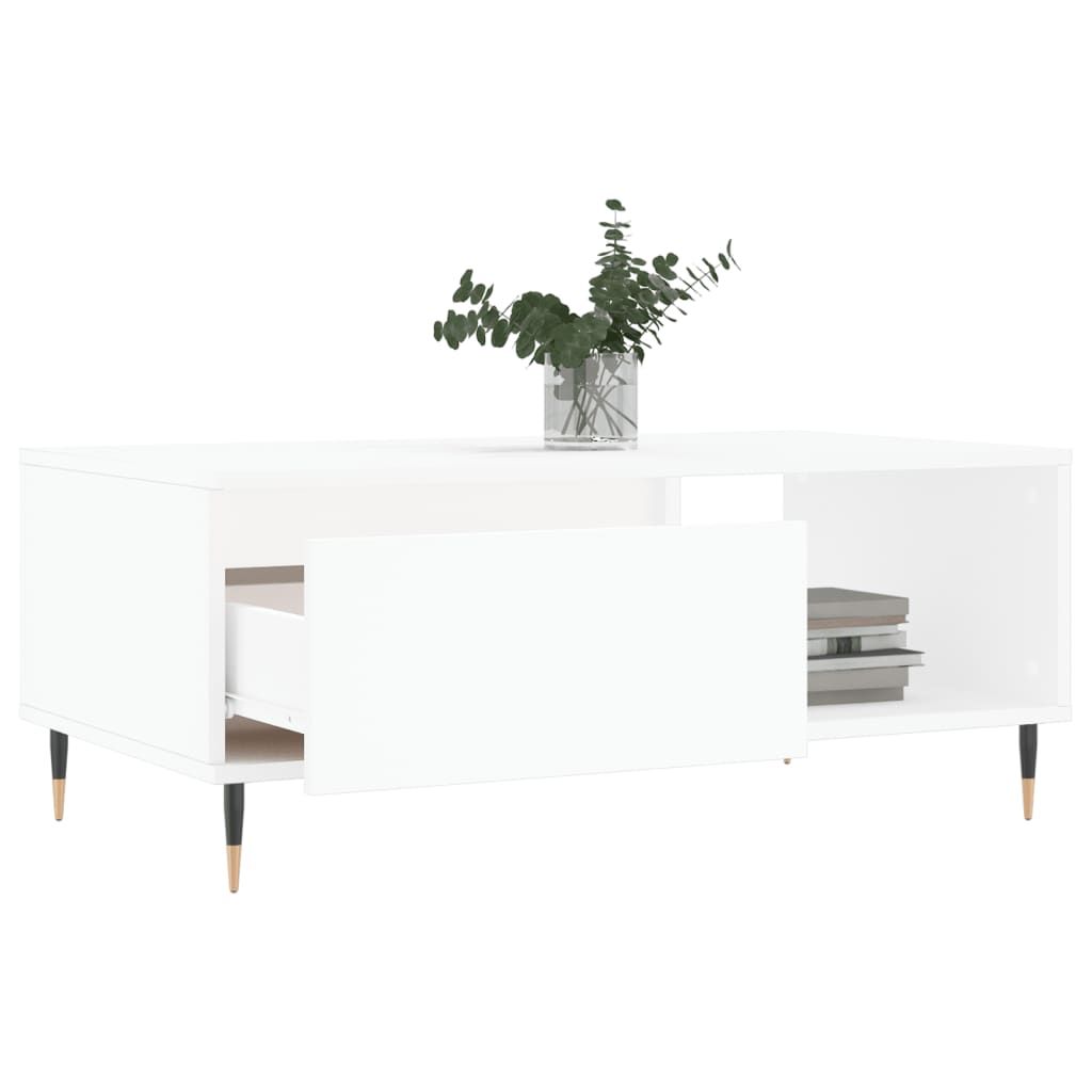 Stolić za kavu bijeli 90 x 50 x 36,5 cm od konstruiranog drva