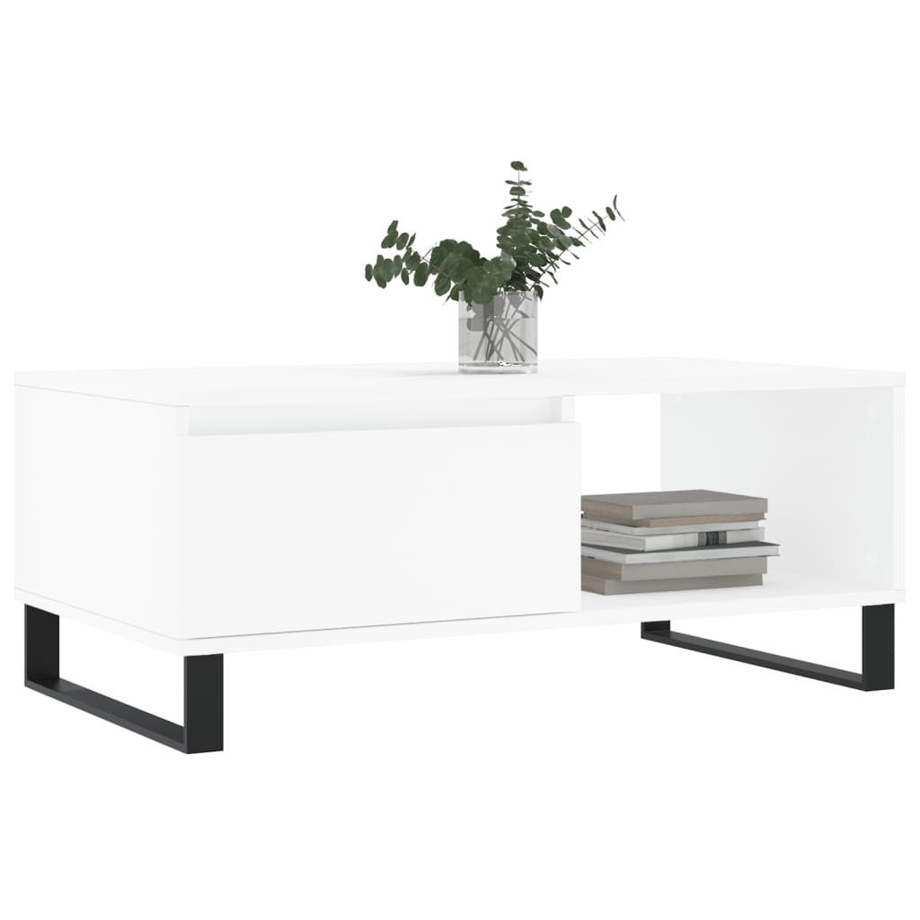 Stolić za kavu bijeli 90 x 50 x 36,5 cm od konstruiranog drva