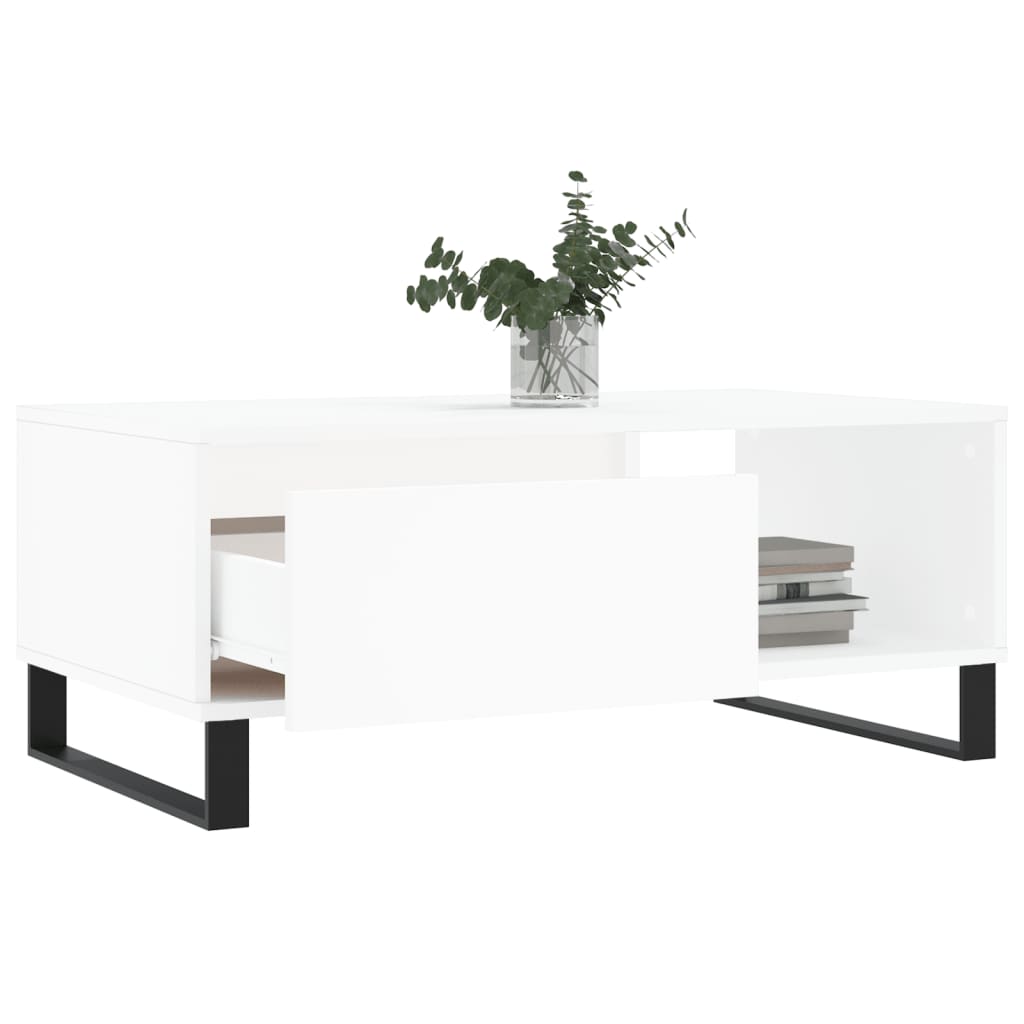 Stolić za kavu bijeli 90 x 50 x 36,5 cm od konstruiranog drva