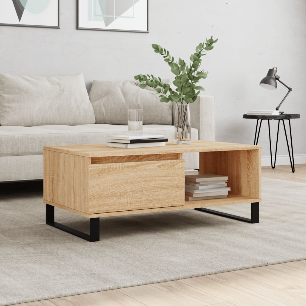 Stolić za kavu boja hrasta 90x50x36,5 cm konstruirano drvo
