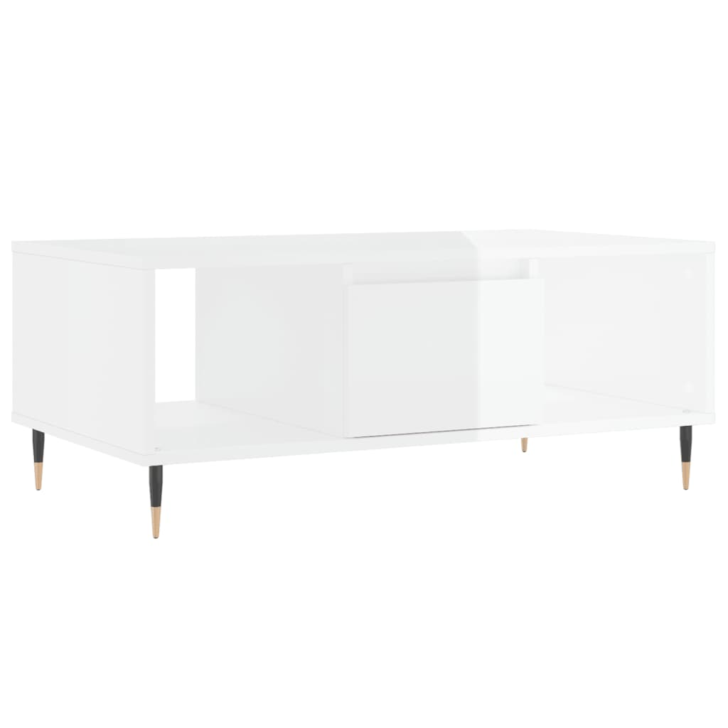 Stolić za kavu sjajni bijeli 90x50x36,5 cm konstruirano drvo
