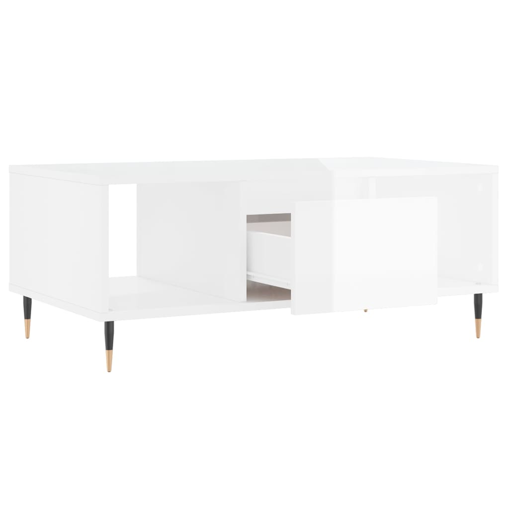 Stolić za kavu sjajni bijeli 90x50x36,5 cm konstruirano drvo