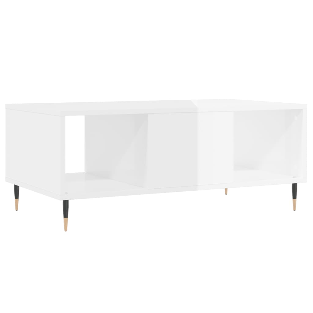 Stolić za kavu sjajni bijeli 90x50x36,5 cm konstruirano drvo