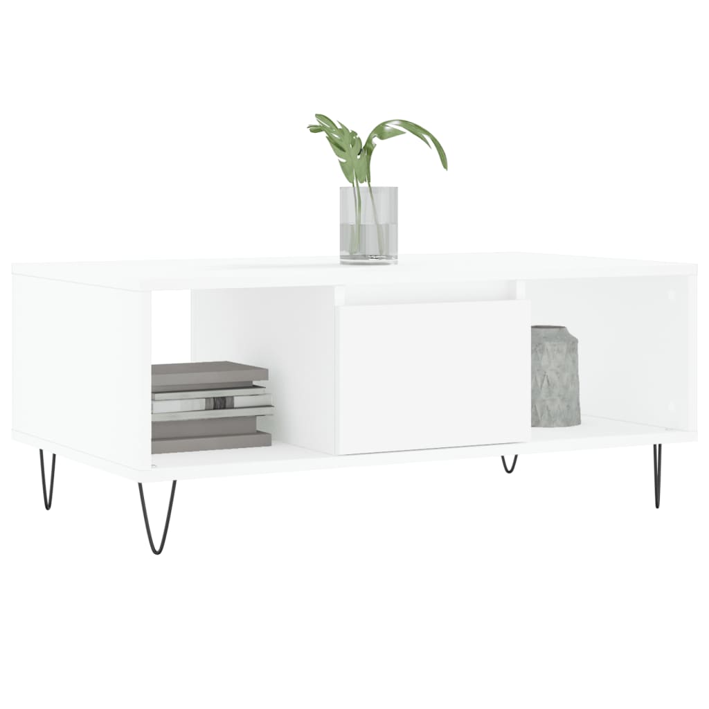 Stolić za kavu bijeli 90 x 50 x 36,5 cm od konstruiranog drva