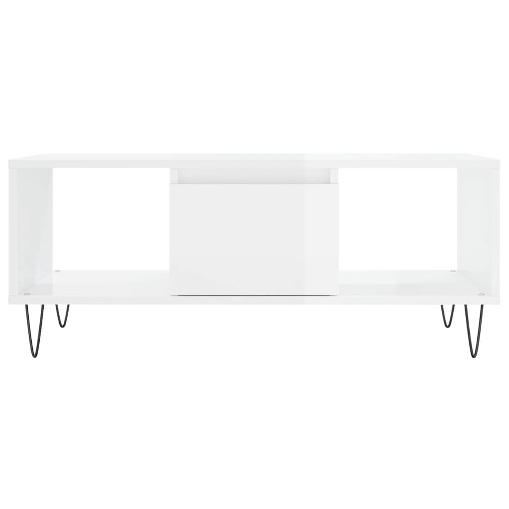 Stolić za kavu sjajni bijeli 90x50x36,5 cm konstruirano drvo