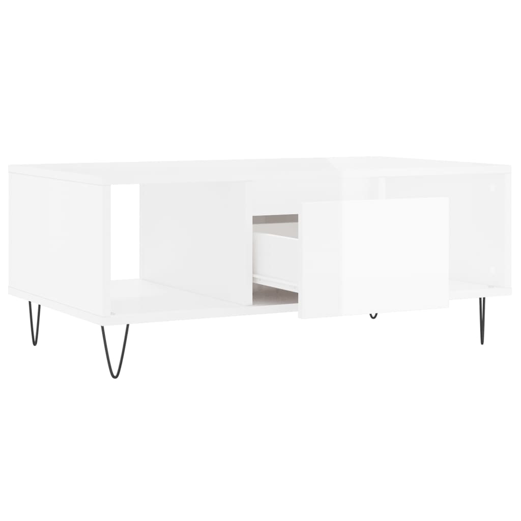 Stolić za kavu sjajni bijeli 90x50x36,5 cm konstruirano drvo