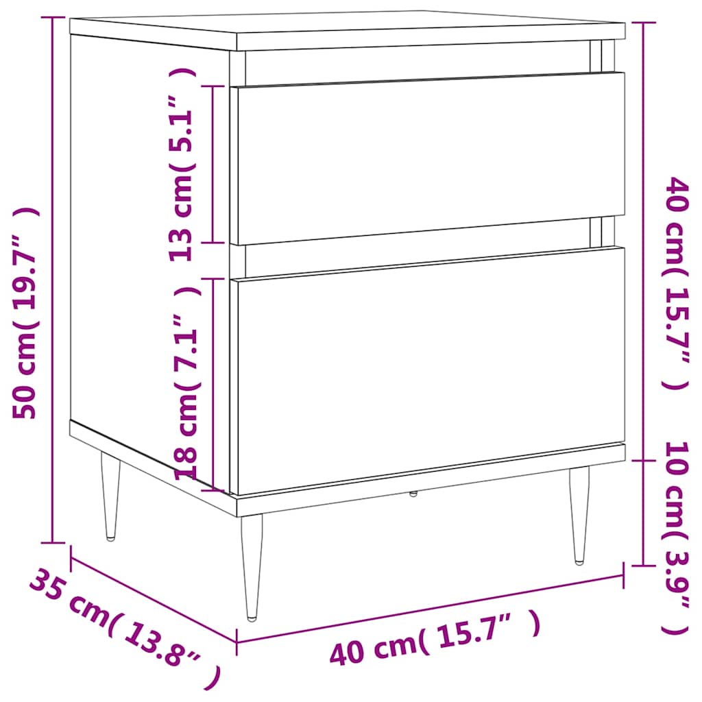 Noćni ormarići 2 kom crni 40x35x50 cm od konstruiranog drva