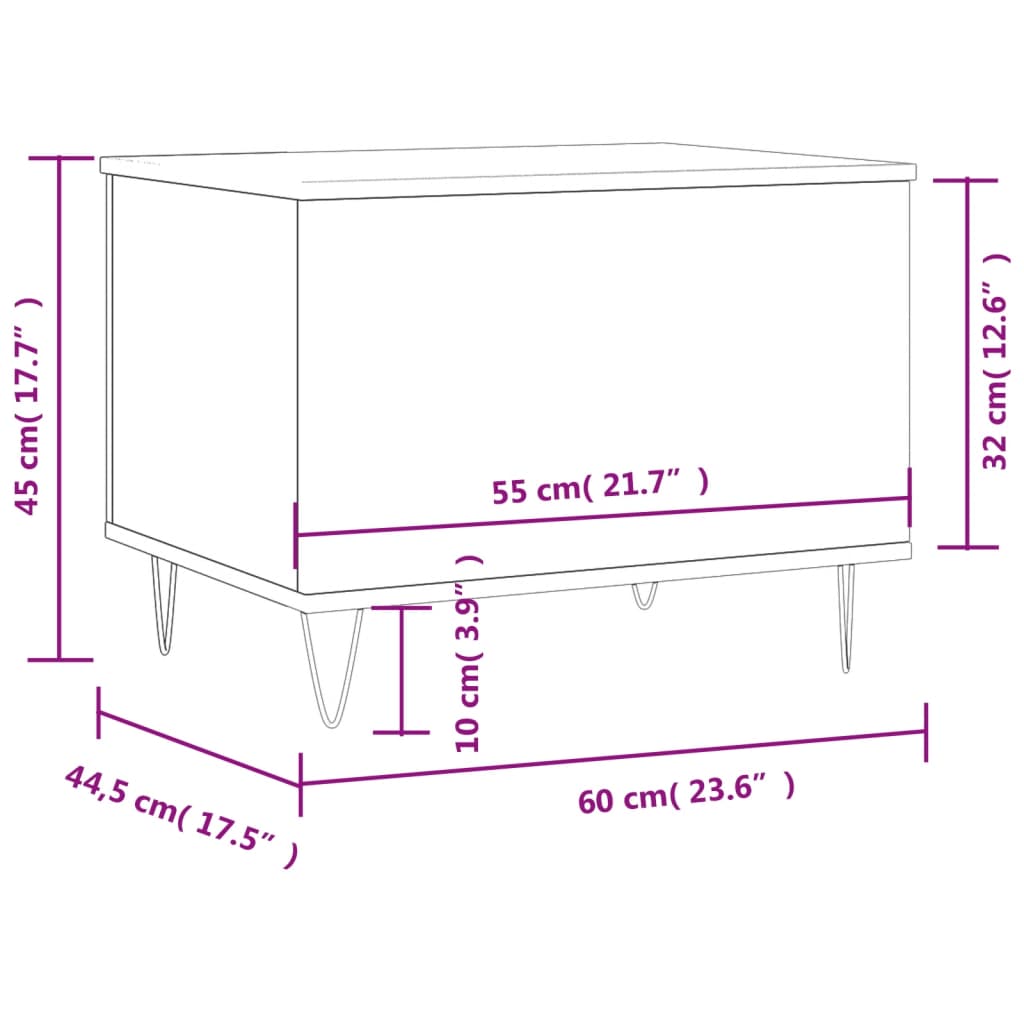 Stolić za kavu crni 60 x 44,5 x 45 cm od konstruiranog drva