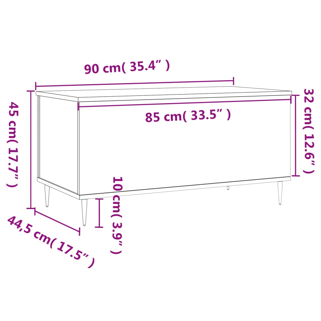 Stolić za kavu siva boja betona 90x44,5x45 cm konstruirano drvo