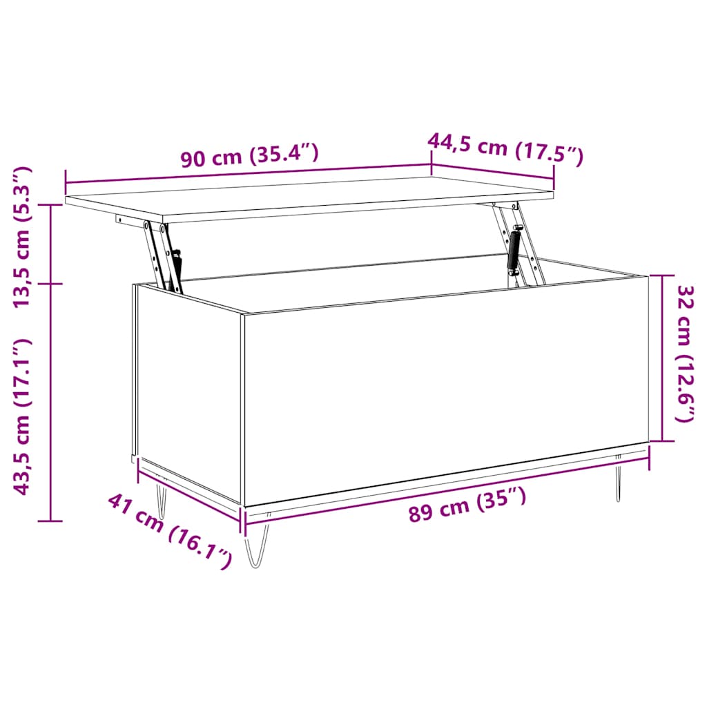 Stolić za kavu boja hrasta 90 x 44,5 x 45 cm konstruirano drvo