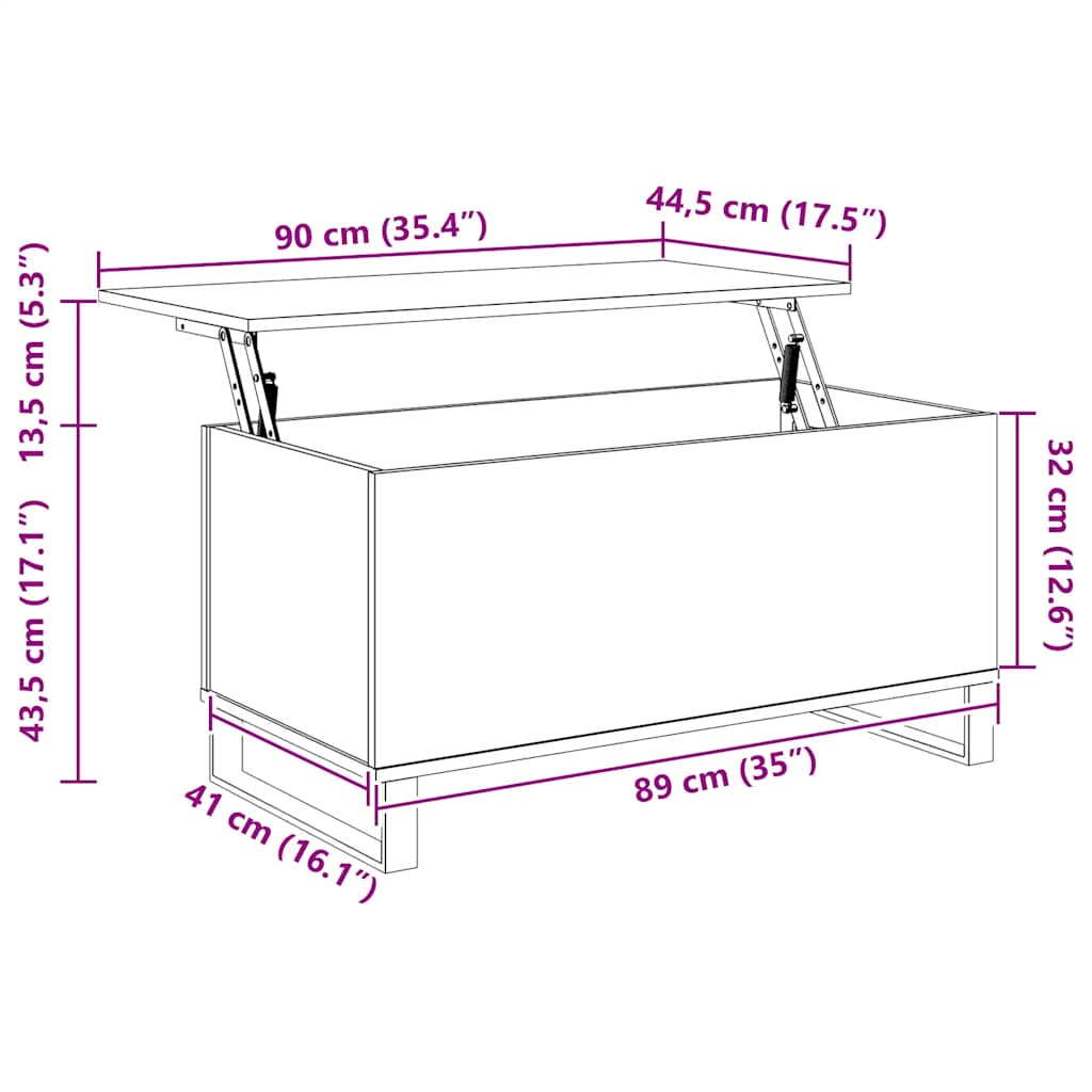 Stolić za kavu crni 90 x 44,5 x 45 cm od konstruiranog drva