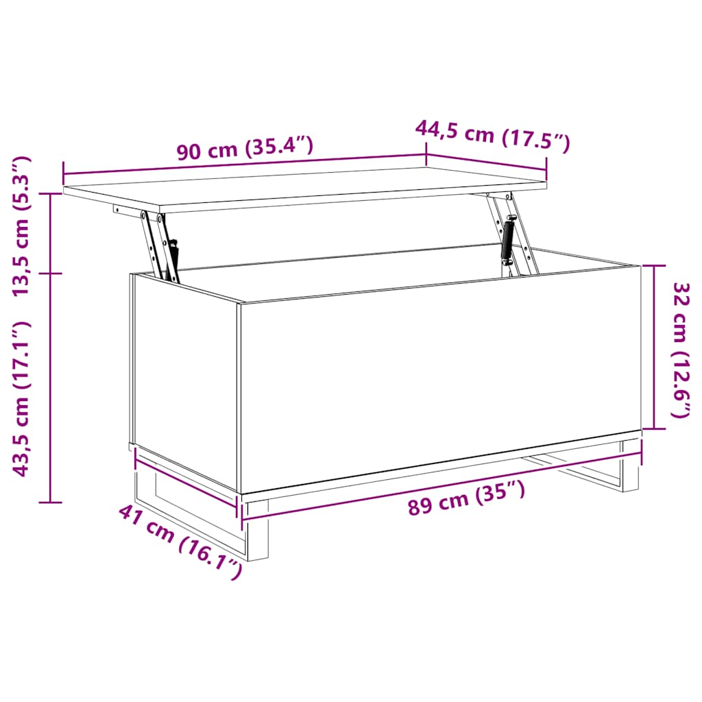 Stolić za kavu boja hrasta 90 x 44,5 x 45 cm konstruirano drvo