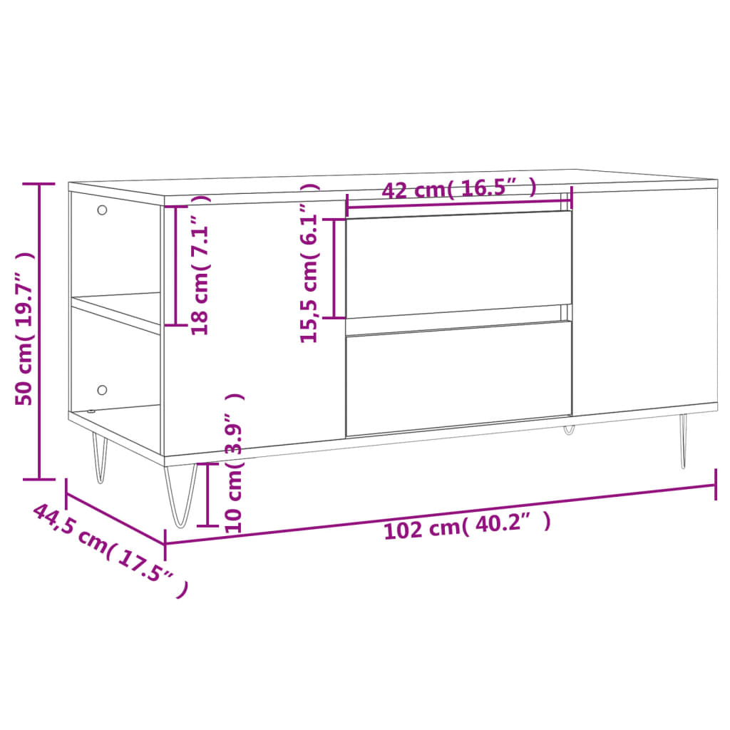 Stolić za kavu crni 102 x 44,5 x 50 cm od konstruiranog drva