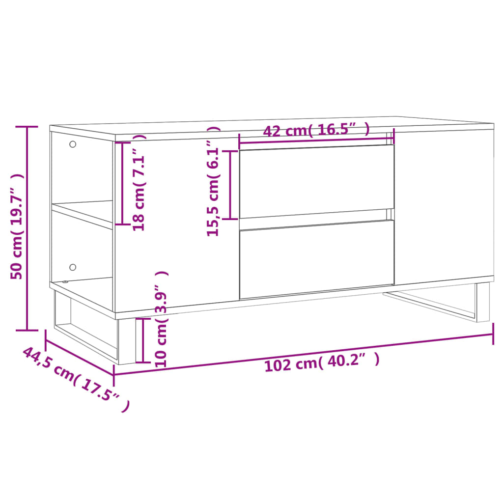 Stolić za kavu bijeli 102 x 44,5 x 50 cm od konstruiranog drva