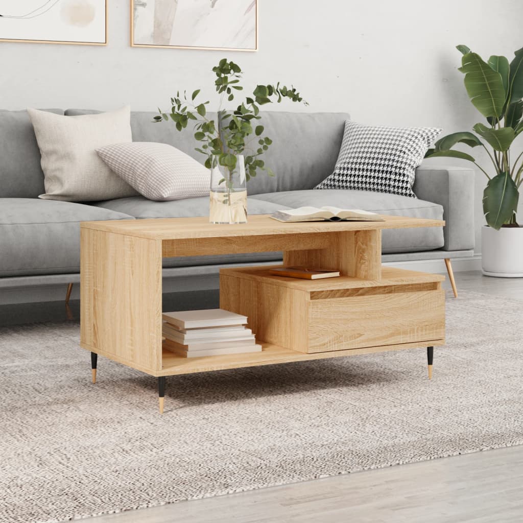 Stolić za kavu boja hrasta 90x49x45 cm konstruirano drvo