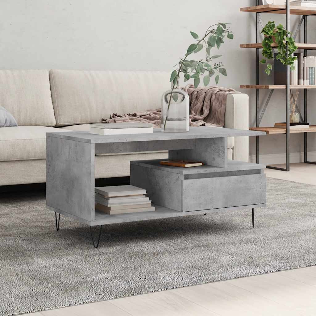 Stolić za kavu boja betona 90x49x45 cm konstruirano drvo