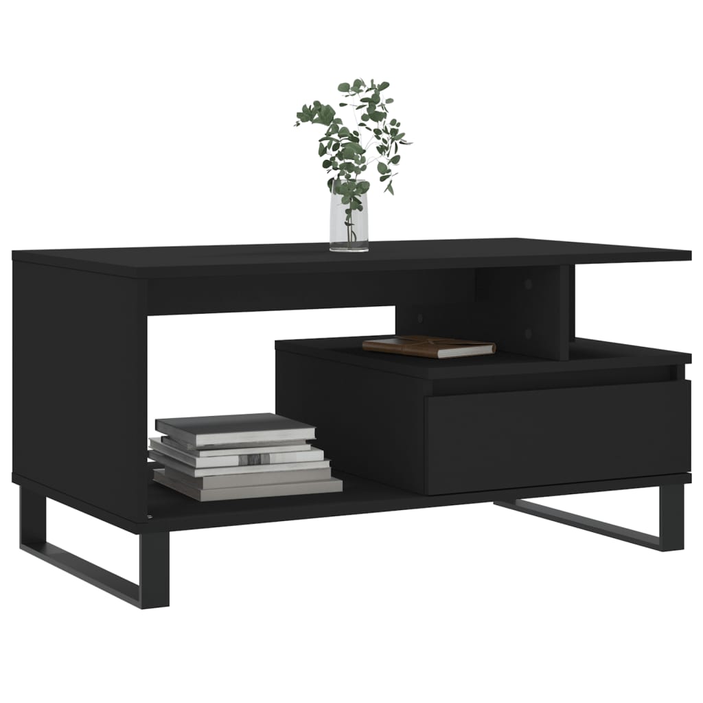 Stolić za kavu crni 90 x 49 x 45 cm od konstruiranog drva
