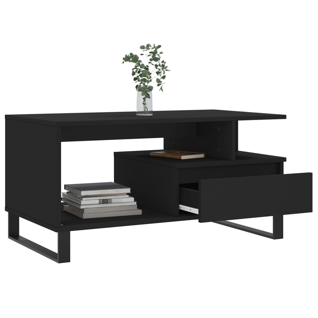 Stolić za kavu crni 90 x 49 x 45 cm od konstruiranog drva