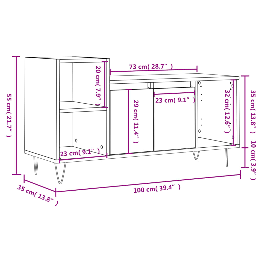 TV ormarić sjajni bijeli 100 x 35 x 55 cm od konstruiranog drva