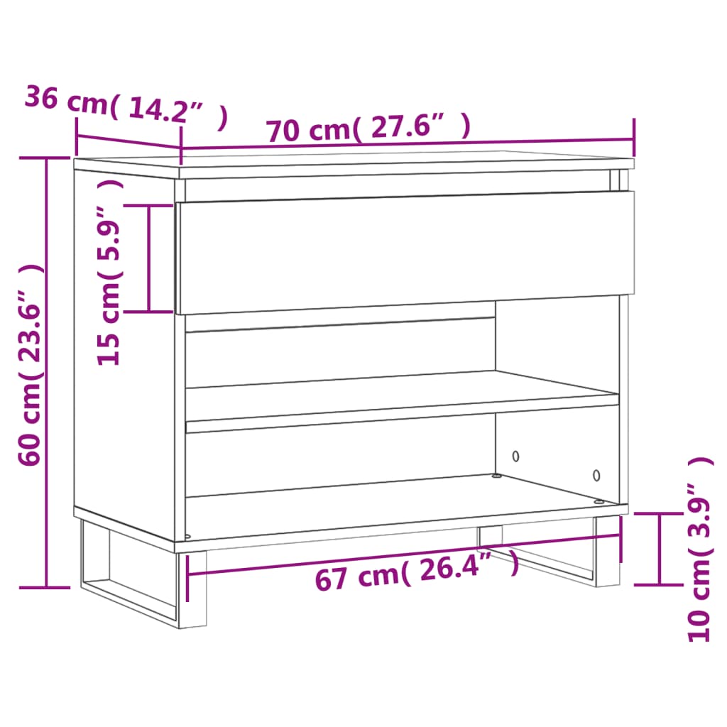 Ormarić za cipele boja betona 70 x 36 x 60 cm konstruirano drvo